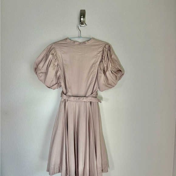 Beige Puff Sleeve Dress - Picture 4 of 5